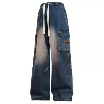 Джинсы больших размеров для мужчин, широкие брюки на весну и лето, свободные прямые рабочие брюки, повседневные брюки для мужчин 8XL
