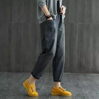 Джинсы больших размеров, женские эластичные повседневные брюки с высокой талией S