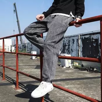 Джинсы большого размера мужские осени и зимняя свобода плюс жир плюс размеры M чёрный