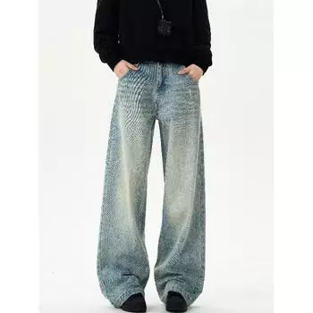 Джинсы Cleanfit Machete мужские новые американские High Street Vibe Ruan Shuai свободные прямые широкие повседневные брюки S синий