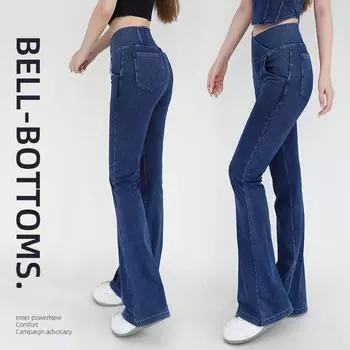 Джинсы Cross Yoga с высокой талией 2025 года: Женские облегающие, дышащие, высокоэластичные спортивные повседневные брюки S