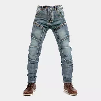 Джинсы для езды на мотоцикле из кевлара европейского и американского производства: Четырехсезонные гоночные брюки с двойной молнией, облегающего кроя и защитой от падения L