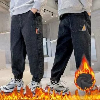 Джинсы для мальчиков Весенние и осенние модели Детские брюки Осенние и зимние брюки для мальчиков из плотного бархата 170