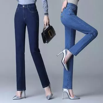 Джинсы для мам оверсайз на весну и лето, винтажные женские джинсовые брюки с высокой талией, элегантные узкие прямые брюки Vaqueros с вышивкой 34 темно-синий