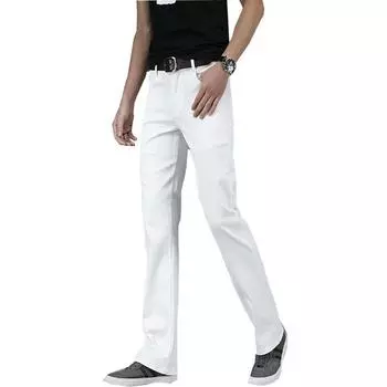 Джинсы для мужчин Мужские большие расклешенные джинсы Ботинки Расклешенные брюки свободного покроя Мужские дизайнерские классические повседневные джинсы 28 белый