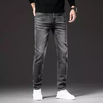 Джинсы для мужчин, весенние модные брендовые свободные прямые брюки, весенние обычные мягкие повседневные длинные брюки для мужчин 28 синий