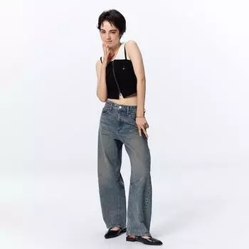 Джинсы Gu By Uniqlo Barrel Leg B+ec Короткие Длина 68,0 см 67 BLUE/XS