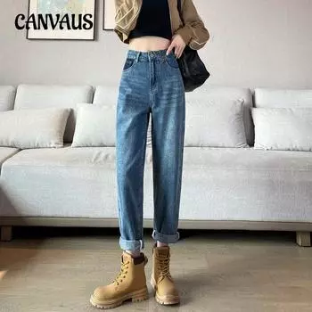 Джинсы Harlan, женские весенне-осенние модные брюки с высокой талией, прямые брюки-морковки, джинсовые джинсы XS