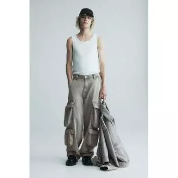 Джинсы HM Baggy Cargo Джинсовые Бежевые