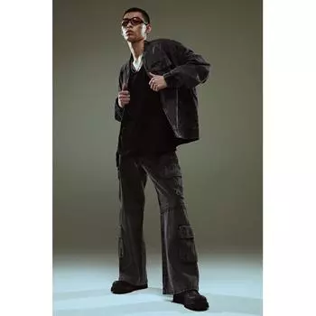Джинсы HM Loose Cargo Dark deniM Grey 2930