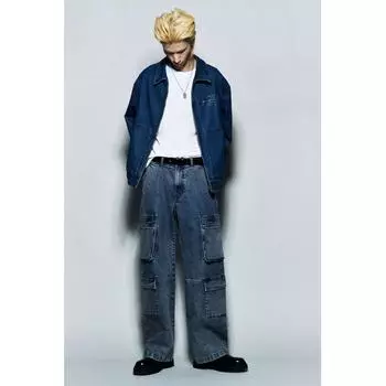 Джинсы HM Loose Cargo Denim Blue 28/30