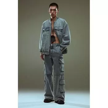 Джинсы HM Loose Cargo Denim Blue 2930