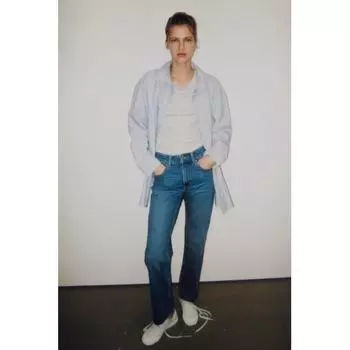 Джинсы HM Slim с высокой талией, синие, джинсовые