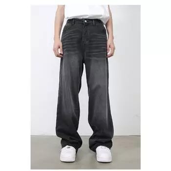 Джинсы Ice Silk, мужские летние тонкие свободные прямые драпированные повседневные брюки, прямые свободные джинсы для мужчин, модные и удобные брюки M черный серый