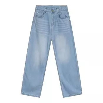 Джинсы из лайкры и тенселя, мужские летние тонкие прямые свободные брюки с драпировкой, прямые свободные джинсы для мужчин, модные и удобные брюки S светло-синий