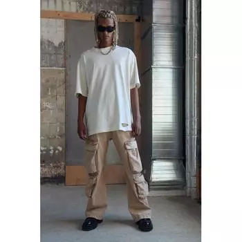 Джинсы-карго свободного кроя HM Bootcut бежевого цвета 2830