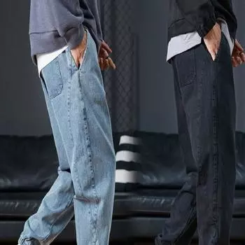 Джинсы-карго в стиле ретро, синие, черные, весенне-летние, мужские уличные джинсовые брюки-джоггеры, мужские мешковатые джинсовые брюки-шаровары больших размеров 8XL чёрный