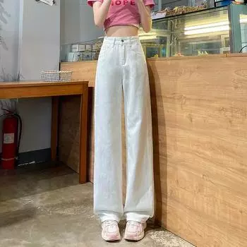 Джинсы-клеш для женщин, модные широкие джинсовые брюки с высокой талией, удобные M белый