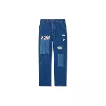 Джинсы Li Ning Letter Mid Waist Straight Leg Мужские джинсы Темно-синий AJQT373-1 XXL