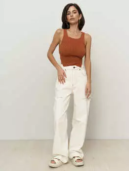 Джинсы Mai с рваными деталями цвета пальмового цвета цвета экрю