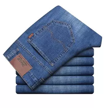 Джинсы мужские модные деловые весна/лето ледяной шелк тонкие прямые свободные эластичные большие брюки 28