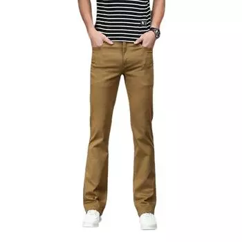 Джинсы мужские Мужские джинсовые брюки Micro-FIare Классические дизайнерские повседневные брюки FIared Мужские джинсовые прямые брюки 28 жёлтый