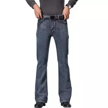 Джинсы мужские Мужские джинсы с высокой талией Свободные эластичные джинсы Классический дизайн Расклешенные джинсы 29 синий