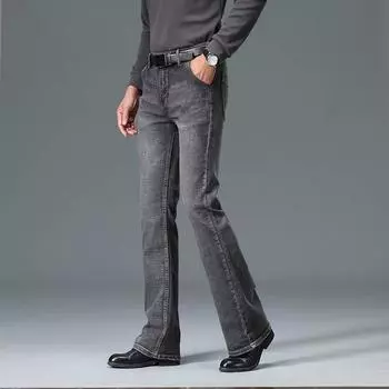 Джинсы мужские Мужские джинсы с высокой талией Свободные эластичные джинсы Классический дизайн Расклешенные джинсы 29 серый