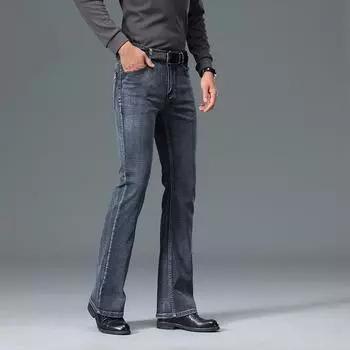 Джинсы мужские Мужские джинсы с высокой талией Свободные эластичные джинсы Классический дизайн Расклешенные джинсы 29 синий