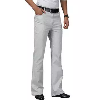 Джинсы мужские мужские летние тонкие расклешенные джинсовые брюки с высокой талией свободные повседневные джинсы 29 белый