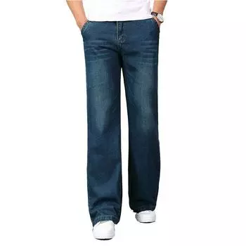 Джинсы мужские Мужские расклешенные джинсы Boot Cut Расклешенные брюки Свободные мужские дизайнерские классические джинсы с высокой талией 26 синий