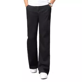 Джинсы мужские Мужские расклешенные джинсы Boot Cut Расклешенные брюки свободного покроя с высокой талией Черные джинсовые джинсы 28 чёрный