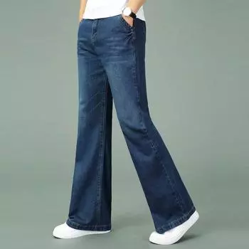 Джинсы мужские Мужские расклешенные джинсы Boot Cut Расклешенные брюки Свободные мужские дизайнерские классические джинсы с высокой талией 26 синий