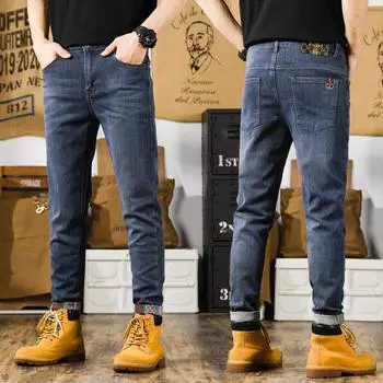 Джинсы мужские новые летние модные брендовые повседневные универсальные брюки с вышивкой Harlan Fashion Trend Slim Fit Брюки 38