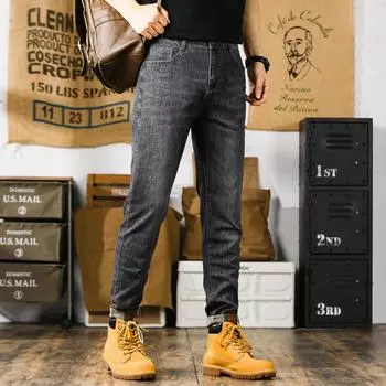 Джинсы мужские новые летние модные брендовые повседневные универсальные брюки с вышивкой Harlan Fashion Trend Slim Fit Брюки 28