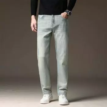 Джинсы мужские новые на молнии, светлые, деловые, прямые, свободные, повседневные брюки 29