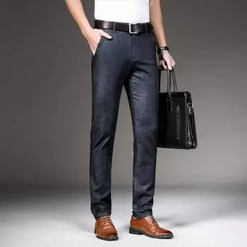 Джинсы мужские прямые свободные мужские летние брюки из ледяного шелка ультратонкие большие эластичные деловые повседневные мужские брюки 28