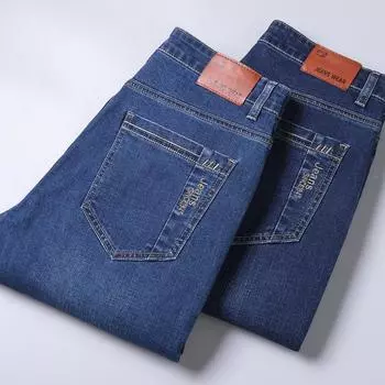 Джинсы мужские прямые свободные с высокой талией деловые повседневные брюки молодежные эластичные мужские брюки 28