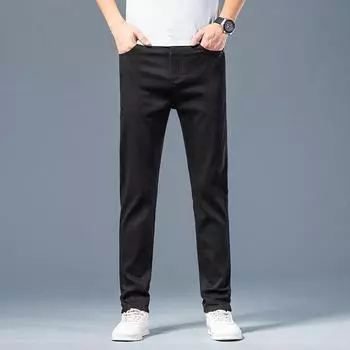Джинсы мужские свободного кроя, прямые черные длинные брюки, мужские летние легкие дышащие повседневные мужские брюки из шелка и хлопка 28 белый