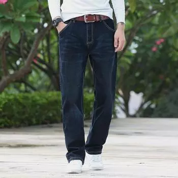 Джинсы мужские свободные эластичные широкие, мужские уличные брюки Ruffian Handsome Straight Leg, мужские обычные длинные брюки 40