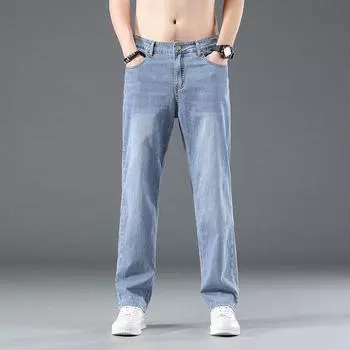 Джинсы мужские свободные летние новые брюки большого размера мужские тонкие летние повседневные универсальные мужские прямые брюки 28 серый