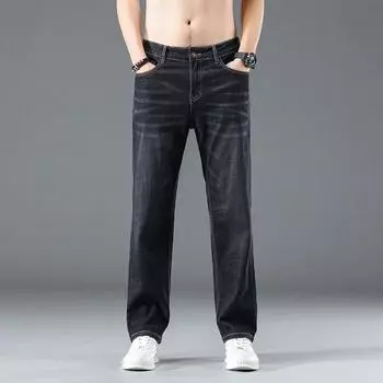 Джинсы мужские свободные летние новые брюки большого размера мужские тонкие летние повседневные универсальные прямые мужские брюки 28 светло-синий