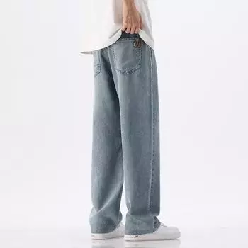 Джинсы мужские свободные прямые летние тонкие прохладные брюки 28