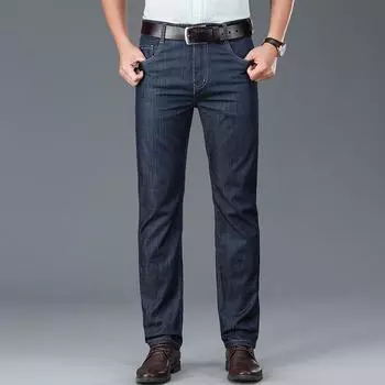 Джинсы мужские тонкие с высокой талией из модала с драпировкой средней выдержки, прямые мужские джинсы 32
