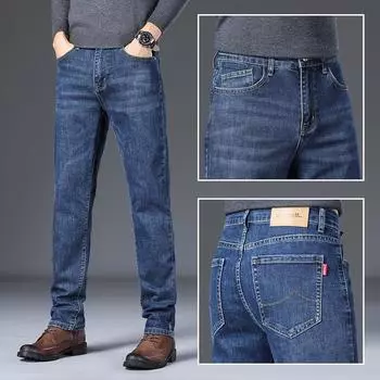 Джинсы мужские весенние и осенние модели свободные прямые новые мужские брюки tide brand тонкие повседневные мужские брюки 28 синий