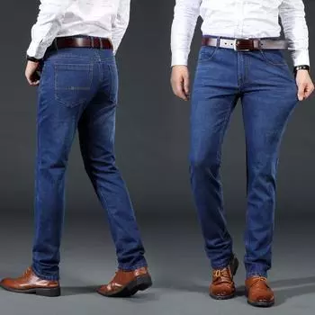 Джинсы Parallel Fruit Four Seasons для мужчин, свободные, прямые, средняя талия, большой размер, брюки из мягкой ткани светлого цвета 28 светло-синий