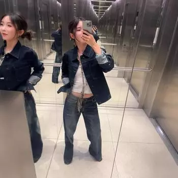 Джинсы прямого кроя с широкими штанинами и низкой талией в стиле ретро для женщин - узкие и длинные 005L S