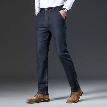 Джинсы прямые мужские классические джинсы с завышенной талией, универсальные и молодежные весенне-осенние удобные брюки. 28