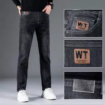 Джинсы с принтом. Осенние и зимние джинсы Tide. Мужские универсальные джинсы высокой эластичности. 28