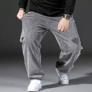 Джинсы с широкими штанинами, мужские прямые свободные брюки, прямые джинсы больших размеров 28